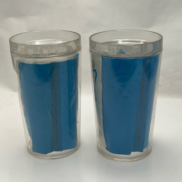 Vintage Creepy Clown Dental Ad Retro Plastic Clear Cups Set Of 2 5” Tall - Picture 3 of 9